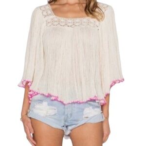 Jen's Pirate Booty Janis Cotton Gauze Tunic Top Hippie Boho One Size